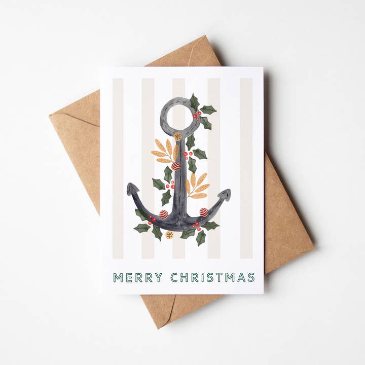 ANCHOR WREATH _ Kerstkaart (Preorder) voor wholesale door Harvey Walker Studio