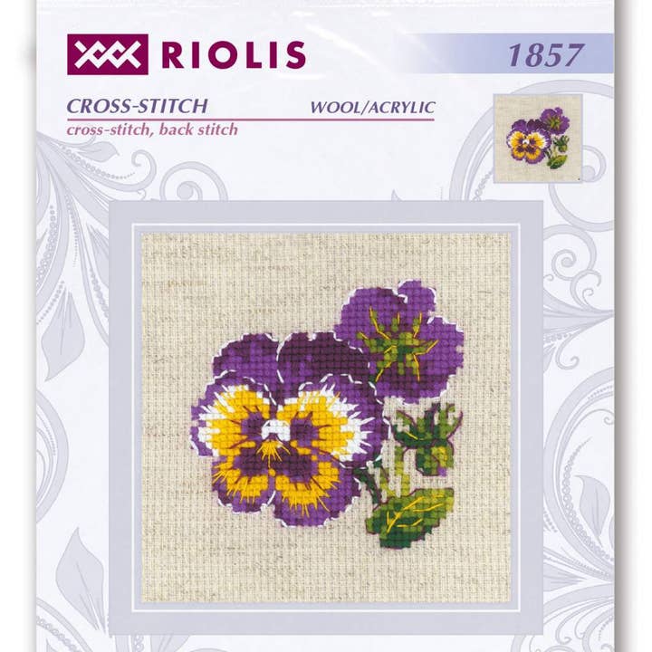 RIOLIS - Wholesale Embroidery/Cross Stitch Supplies - Cross Stitch Kit From Riolis 1857 Pair Of Pansies3