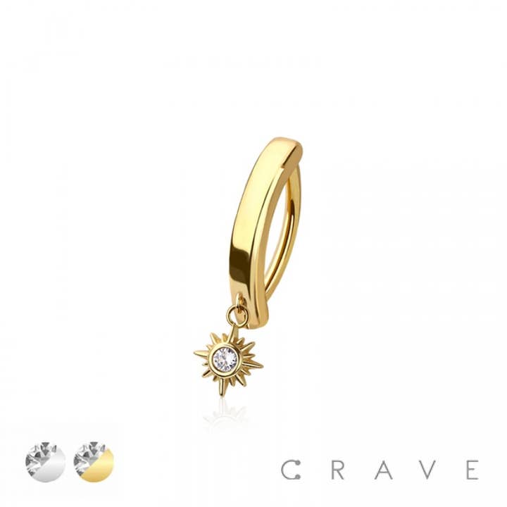 CRAVE BODY JEWELRY - Wholesale Belly Ring - 316L SURGICAL STEEL MULTI CZ SUN BURST RAIL CLICKER BELLY