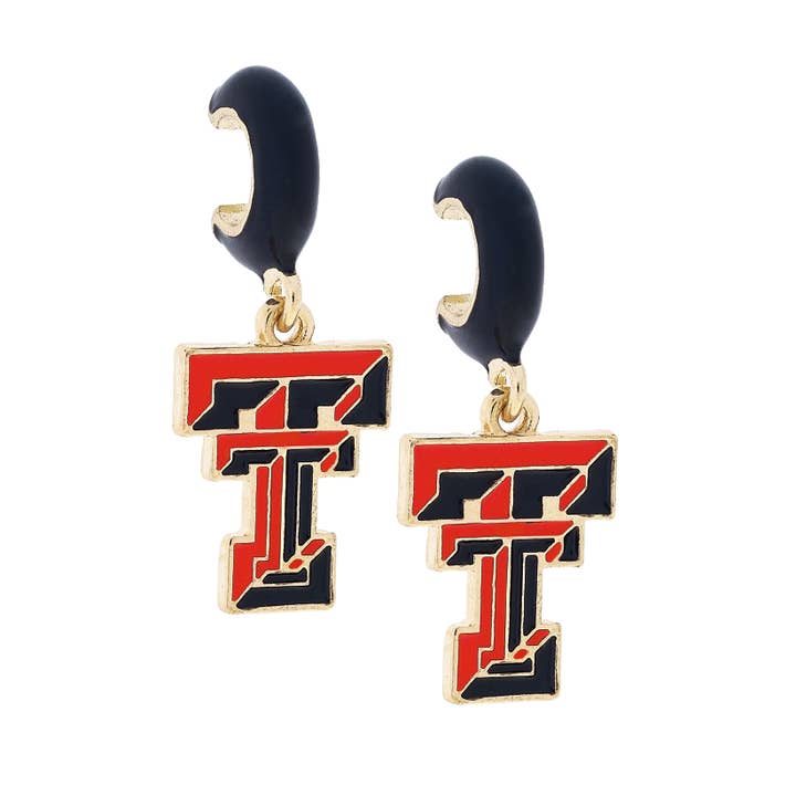 Brincos de Argola com Logótipo em Esmalte dos Texas Tech Red Raiders por atacado de Canvas Style