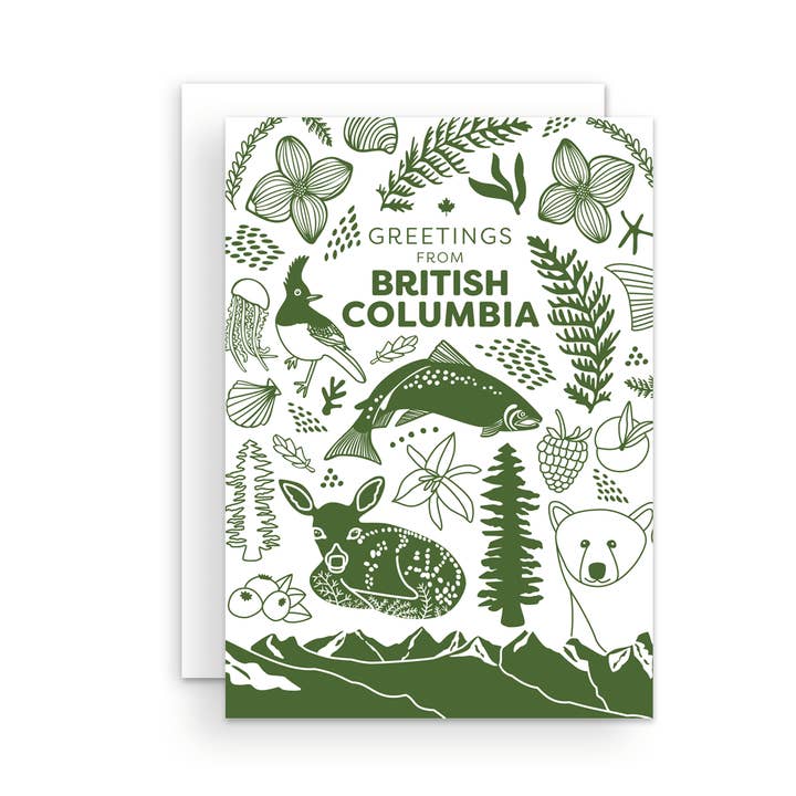 Salutations de la Colombie-Britannique Carte pour la vente par The Handcrafted Story