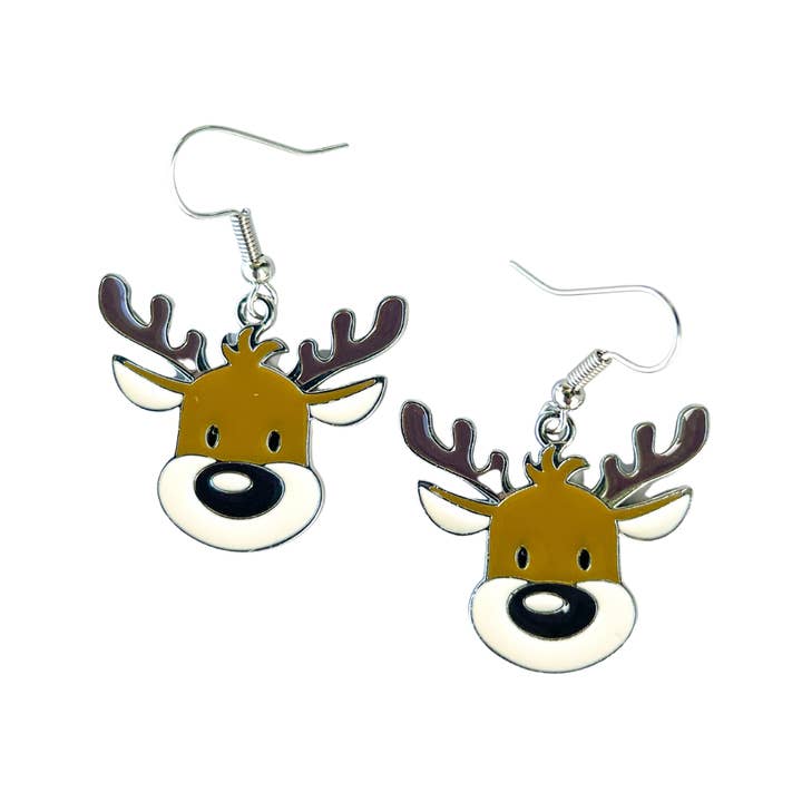 Sunbaked Lizard Jewellery & Gifts - Wholesale Dangle earrings - Reindeer Drop Earrings - Beige and Black Design