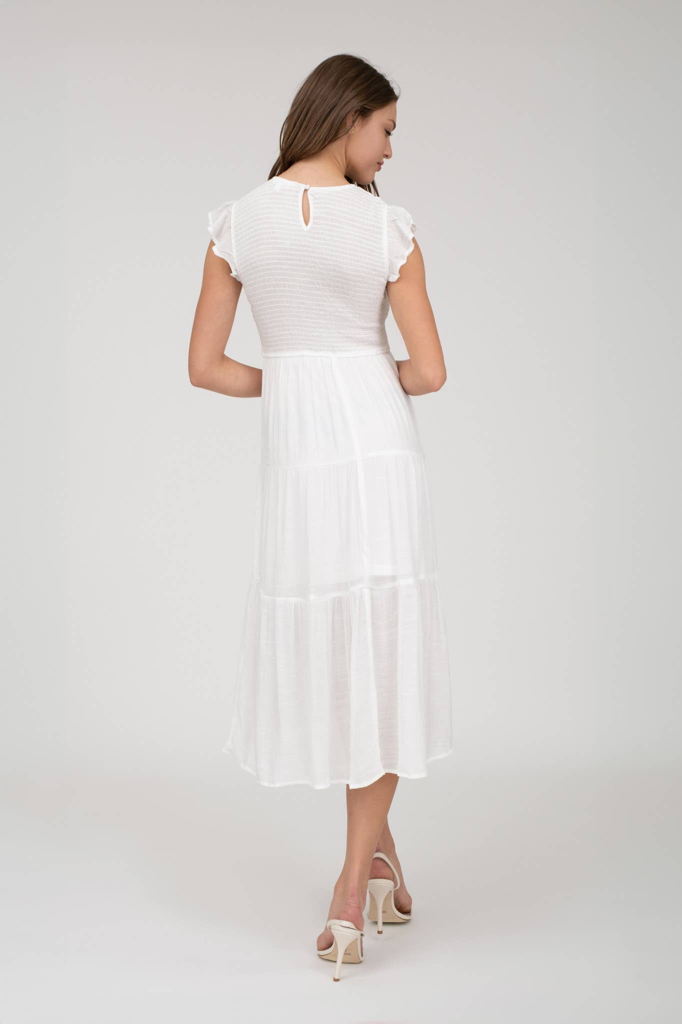 MINE – Vestido - Mulher por atacado – VESTIDO MIDI EM CAMADAS SMOCKED21