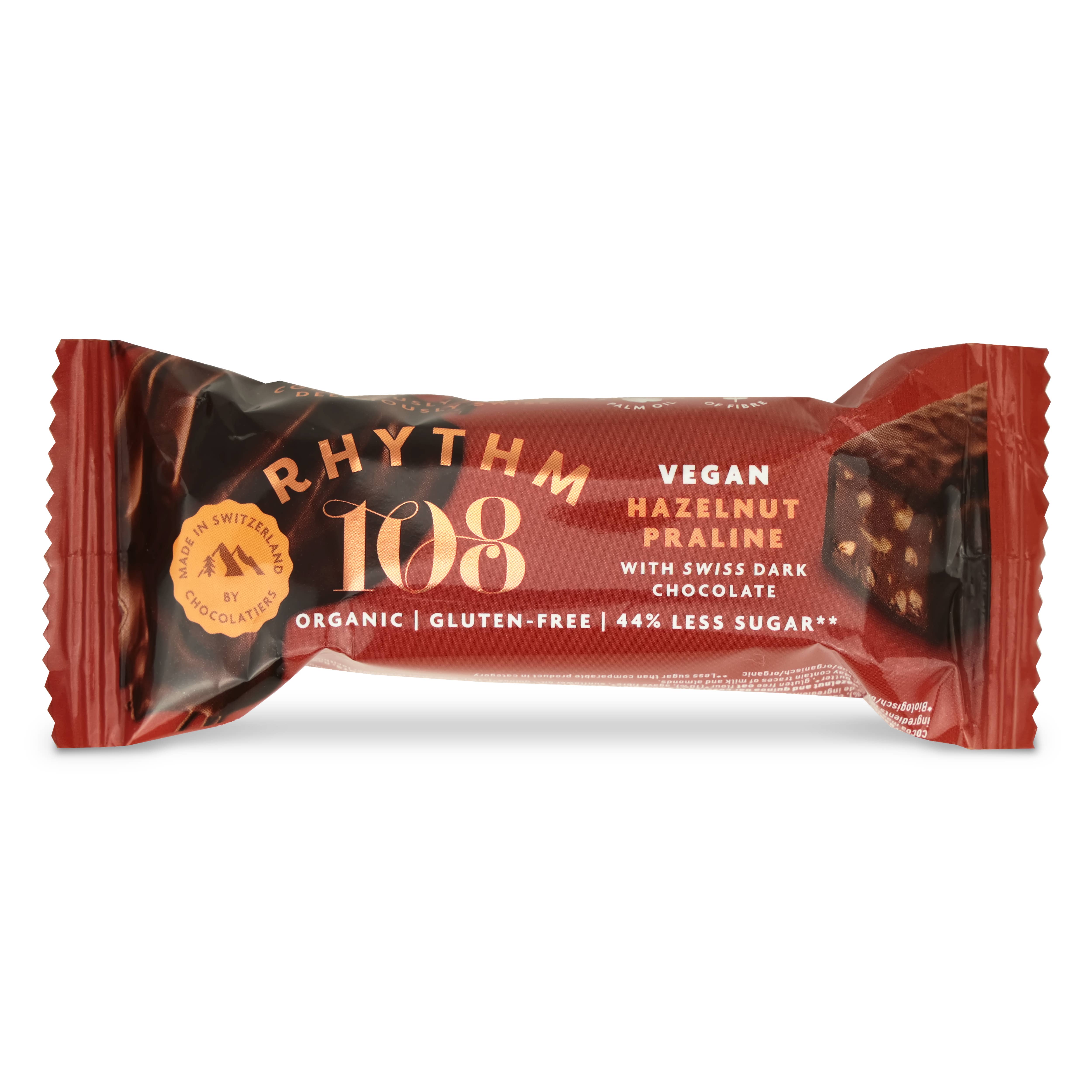 Rhythm108 - Wholesale Chocoladereep - Vegan hazelnootpraliné reep met pure chocolade 33 g1