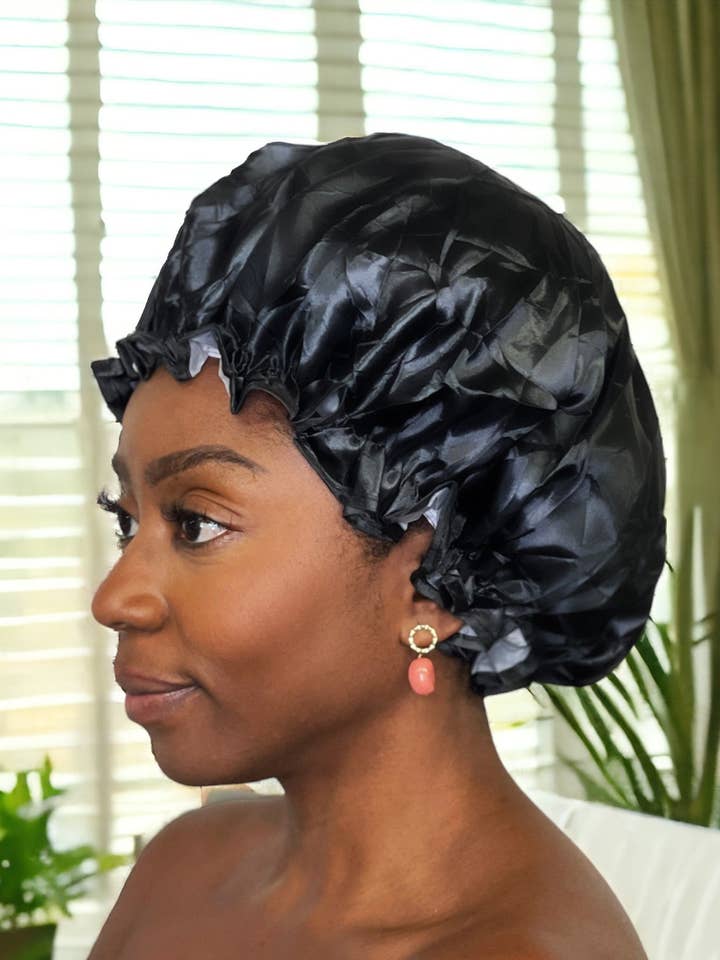 Cuffia doccia GRANDE per capelli voluminosi / ricci - Nero per la vendita all'ingrosso da parte di AfricanFabs