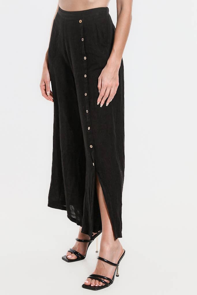 TINA Stephens Italy/Tees By Tina - Vente Pantalon – femme - Pantalon en lin à boutons Gracelynn (PL135)2