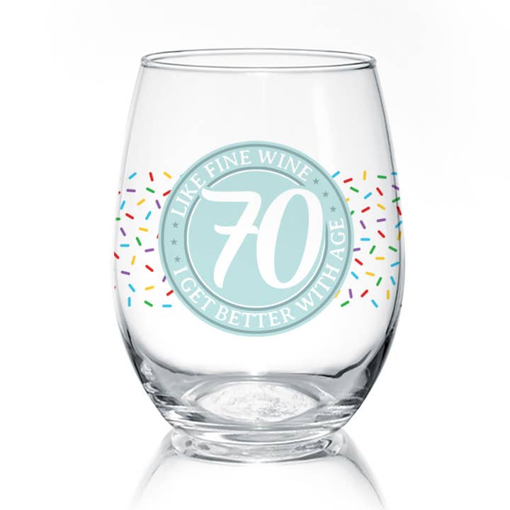 Fine Wine Birthday 70 | 17oz Wine Glass for wholesale by Pinetree Innovations