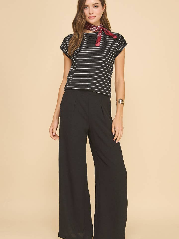 ISP1342A Flowy Bukser Sort for engroshandel hos If She Loves