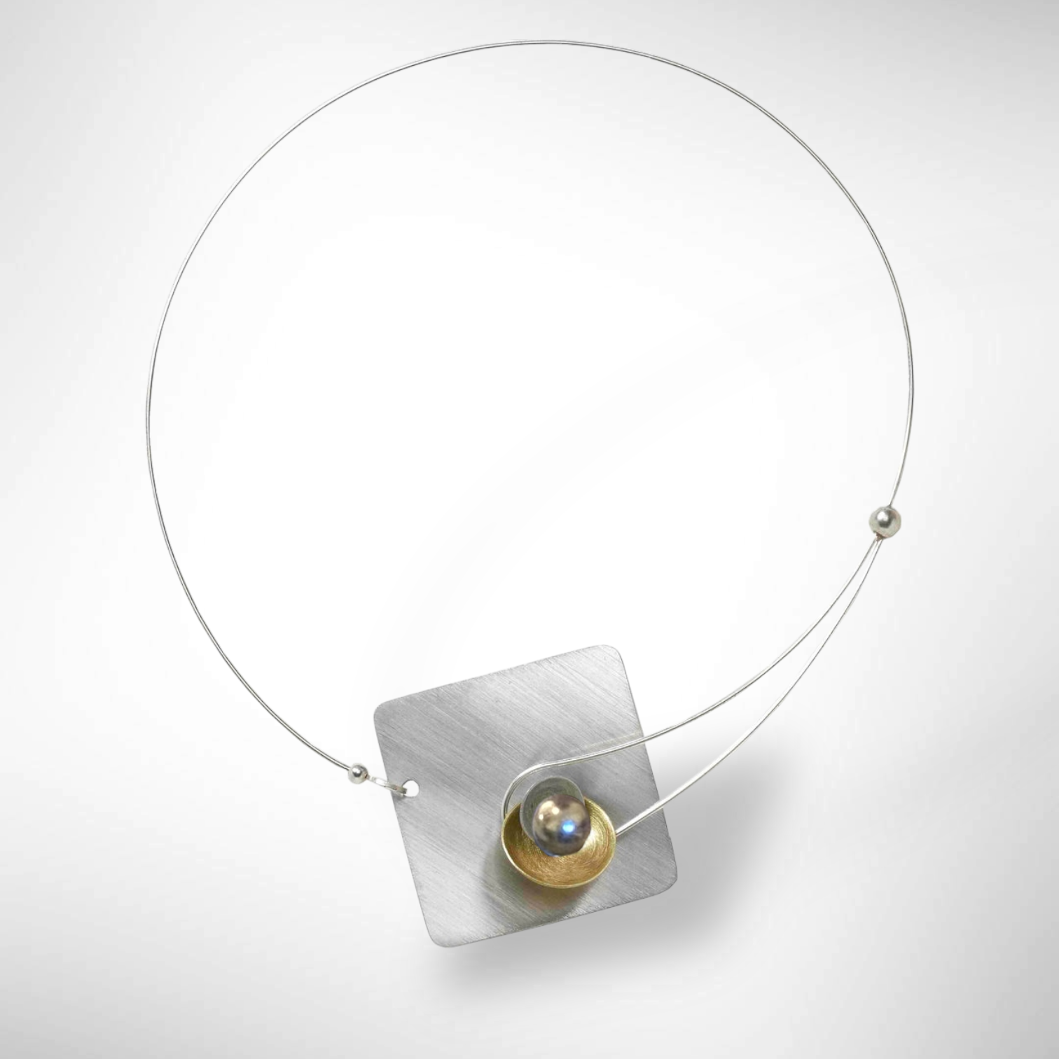 Chick Boss LLC - Wholesale Pendant/Charm Necklace - DAWN Best Selling Small Angular Metal Necklace from the SCULPTURAL Collection with Simulated Pearl or Jade option7