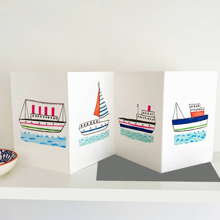 Cartão Concertina Tri Fold Navios e Barco por atacado de Lou Mills