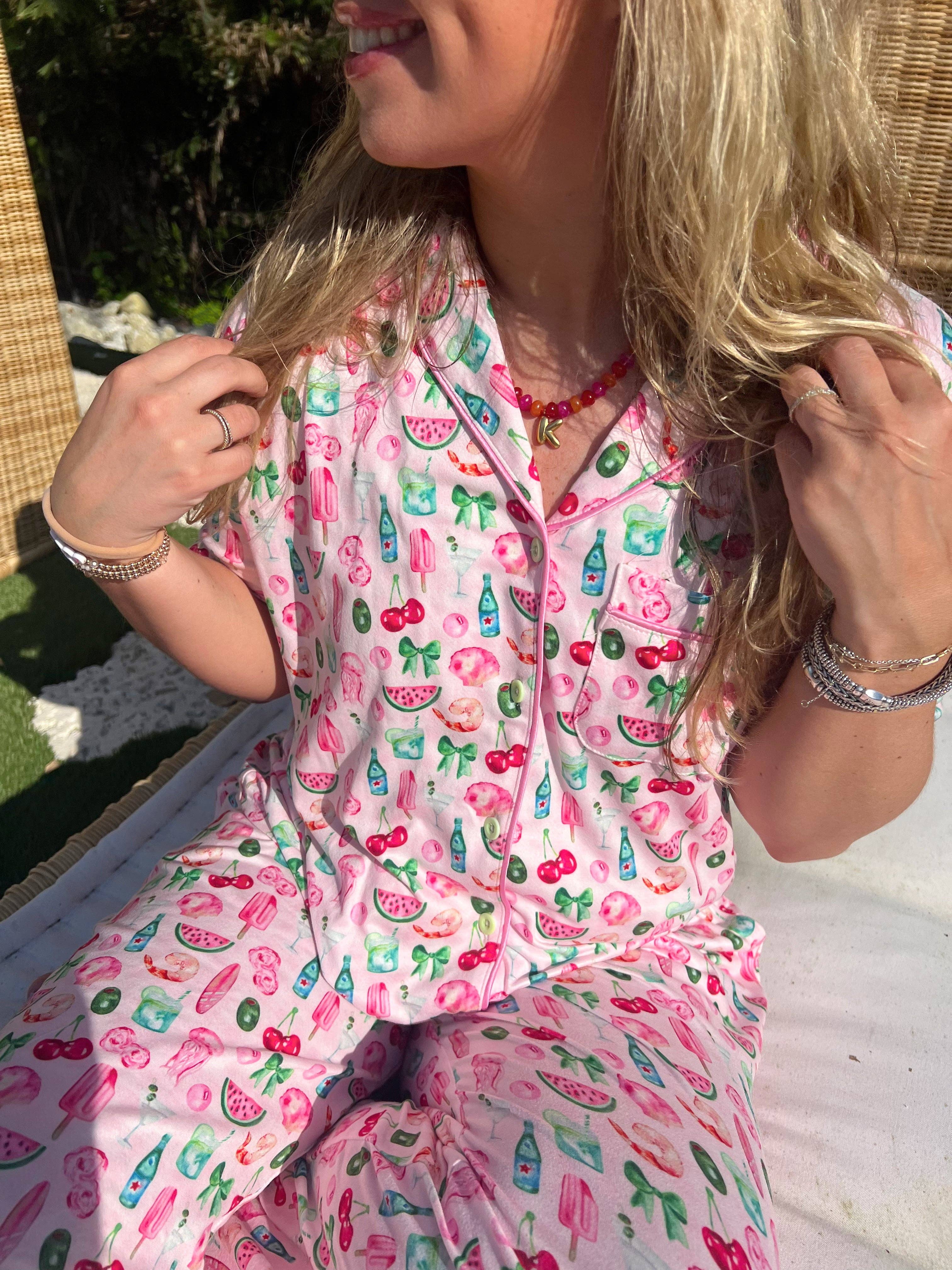 KENZKUSTOMZ - Wholesale Sleepwear Set - Women's - Pink Summer Spritz - Short Sleeve + Pant Pajama Set2