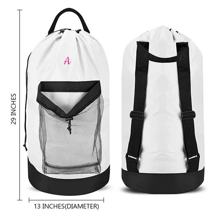 Personalized Travel/ Dorm Laundry Backpack - White for wholesale by Gradzo