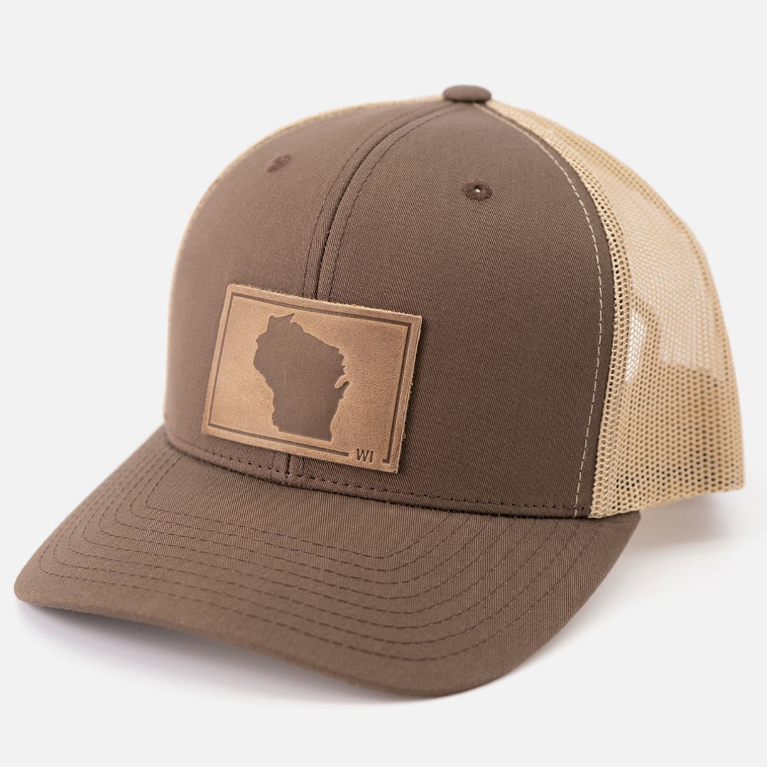 Range Leather Co. - Wholesale Trucker Hat - Unisex - Wisconsin Silhouette Hat | Leather Patch Trucker Hat3