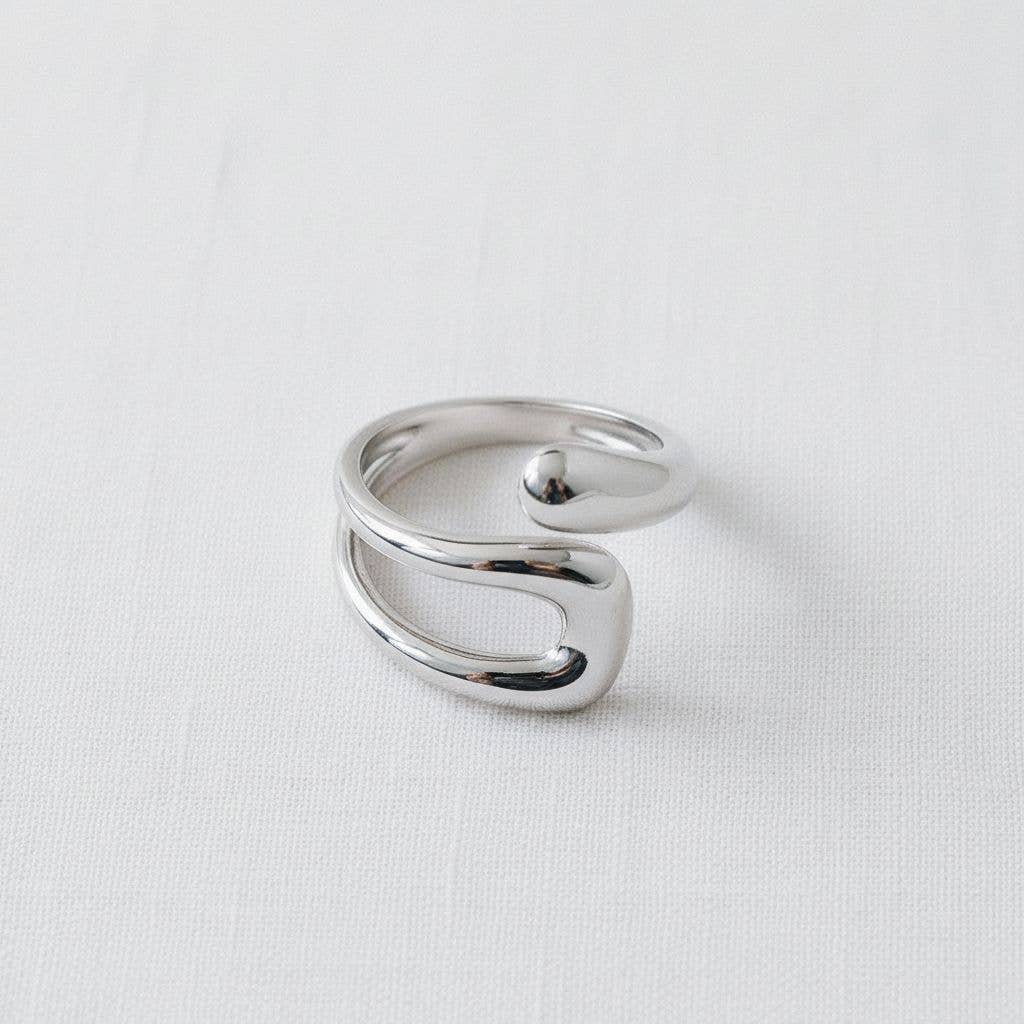 paperln - Wholesale Band/Stacked Ring - Stylish Geometric Open Ring in Stainless Steel1