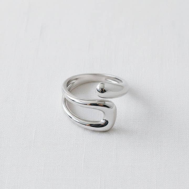 paperln - Wholesale Band/Stacked Ring - Stylish Geometric Open Ring in Stainless Steel1