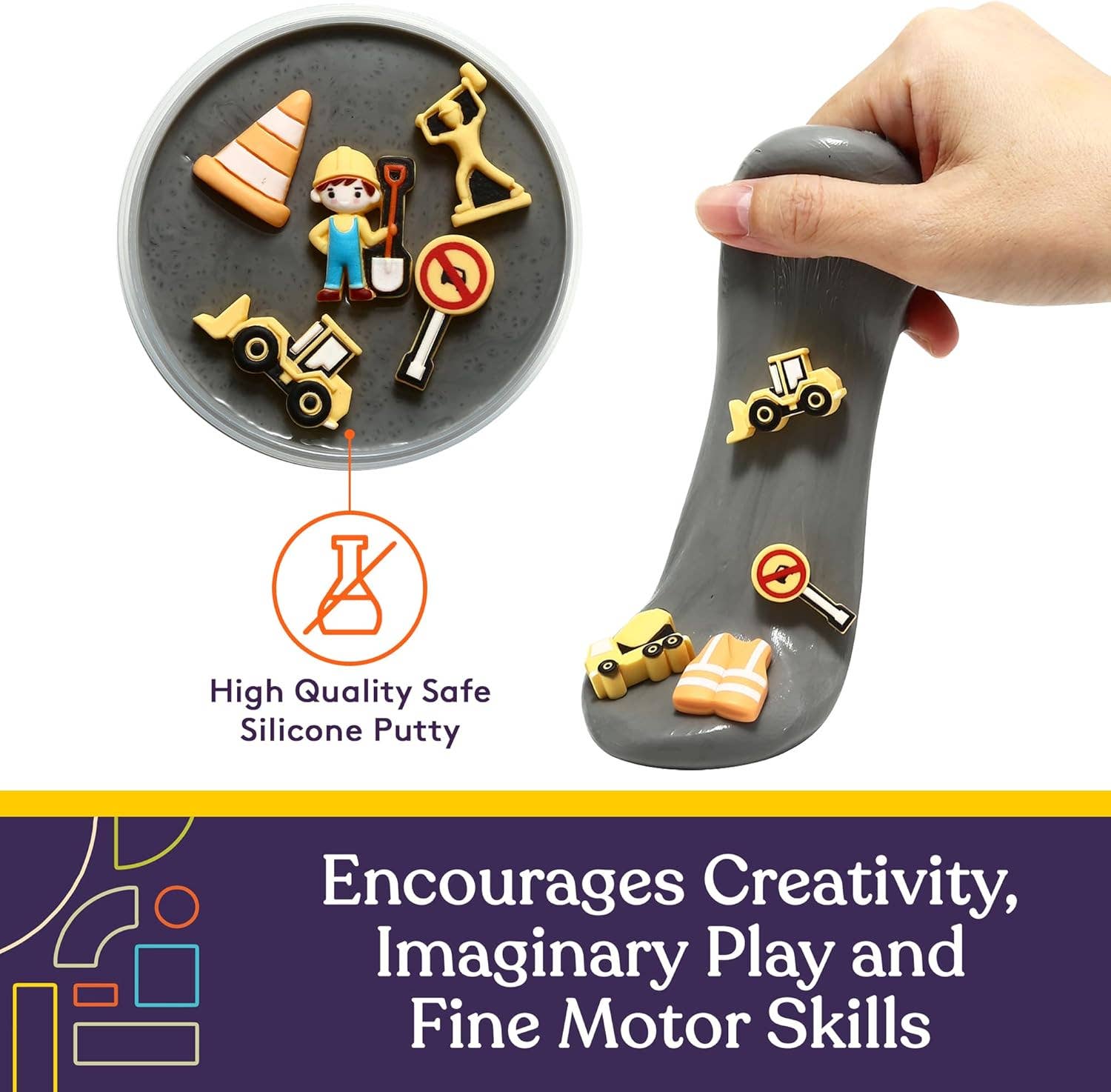 Special Supplies - Wholesale Putty/Slime - Kids - Sensory Therapy Putty for Kids and Adults with 10 Cute Charms - Resistive Hand Exercise Stress Relief Therapy Putty, Five Ounces of Each Putty (Construction Set - Strength: Medium)2