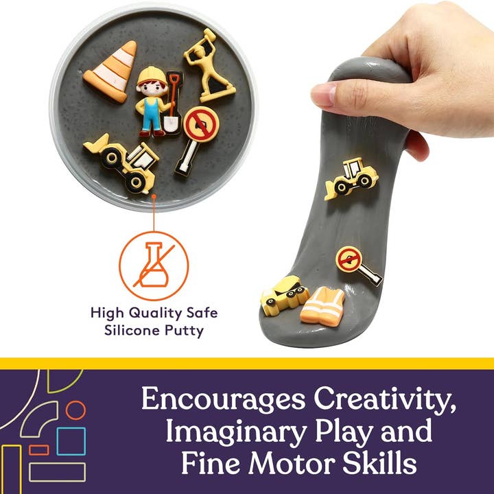 Special Supplies - Wholesale Putty/Slime - Kids - Sensory Therapy Putty for Kids and Adults with 10 Cute Charms - Resistive Hand Exercise Stress Relief Therapy Putty, Five Ounces of Each Putty (Construction Set - Strength: Medium)2