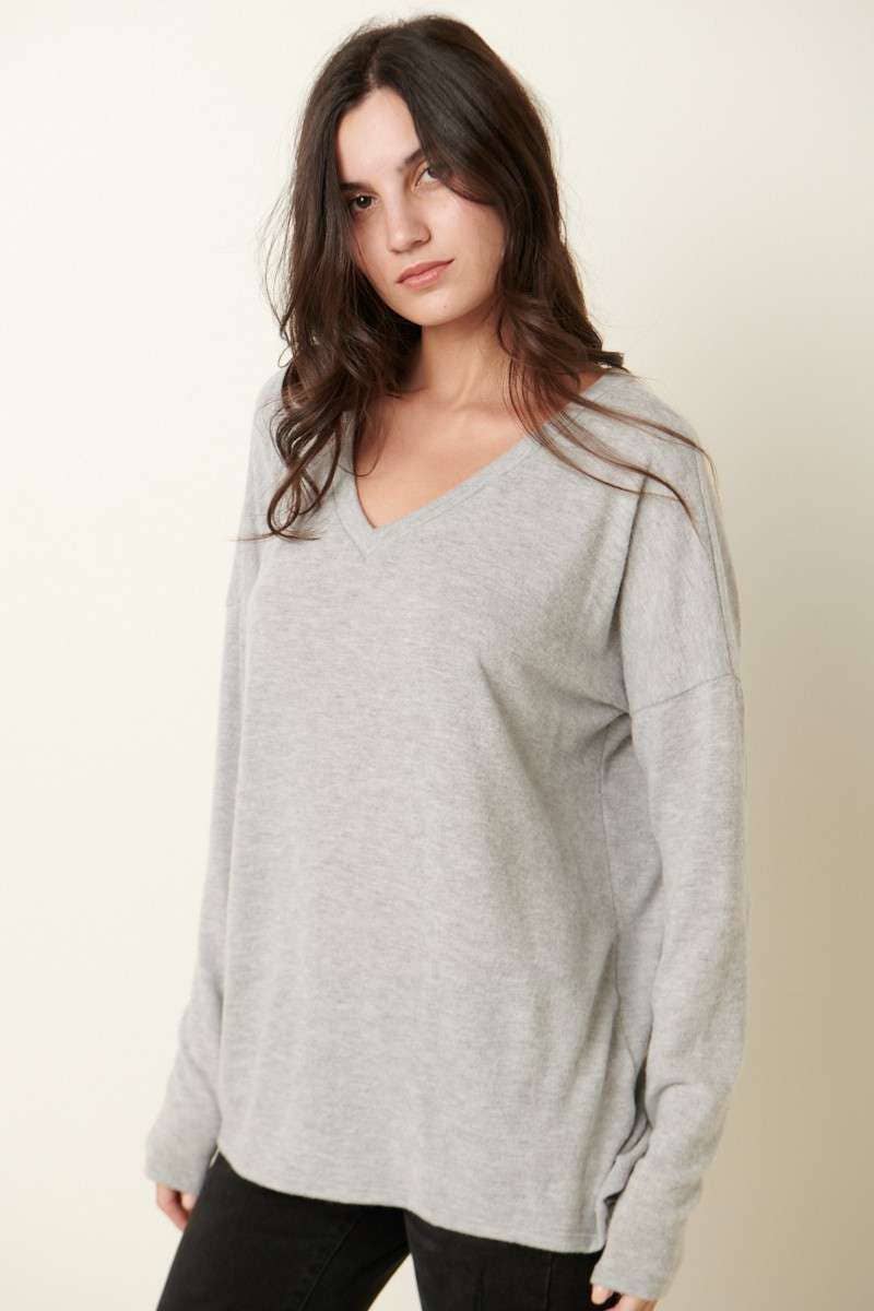 mittoshop - Venta al por mayor Jersey corto de punto - Mujer - TOP DE PUNTO CON CUELLO EN V ESTILO HACCI CEPILLADO T102229