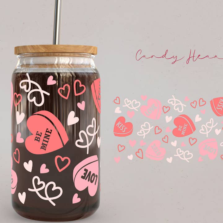 Candy Hearts Wrap UV DTF Sticker for wholesale by RBA Transfers