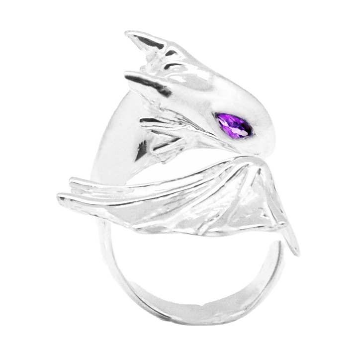 Amethyst Silver Dragon Ring for wholesale by MONVATOO London