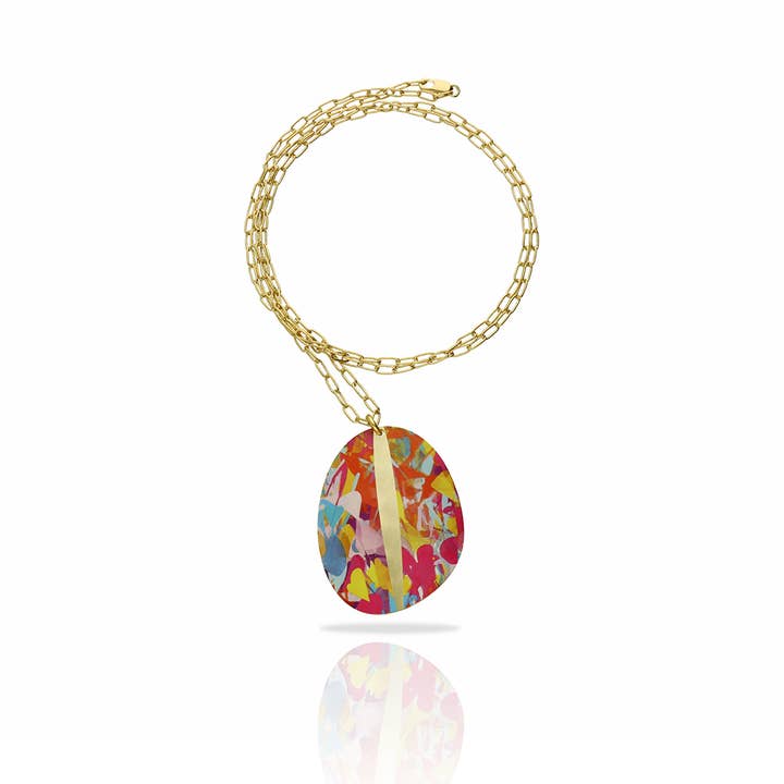 RAS - Wholesale Pendant/Charm Necklace - Botánico Gold Plated Long Pendant1