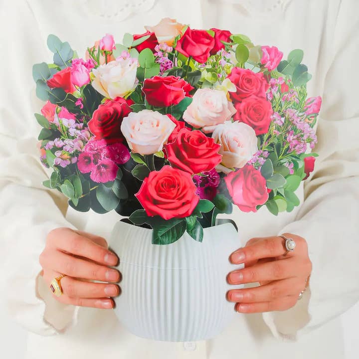 PetalPal - Wholesale Everyday Greeting Card - Rosy Radiance Pop-Up Bouquet