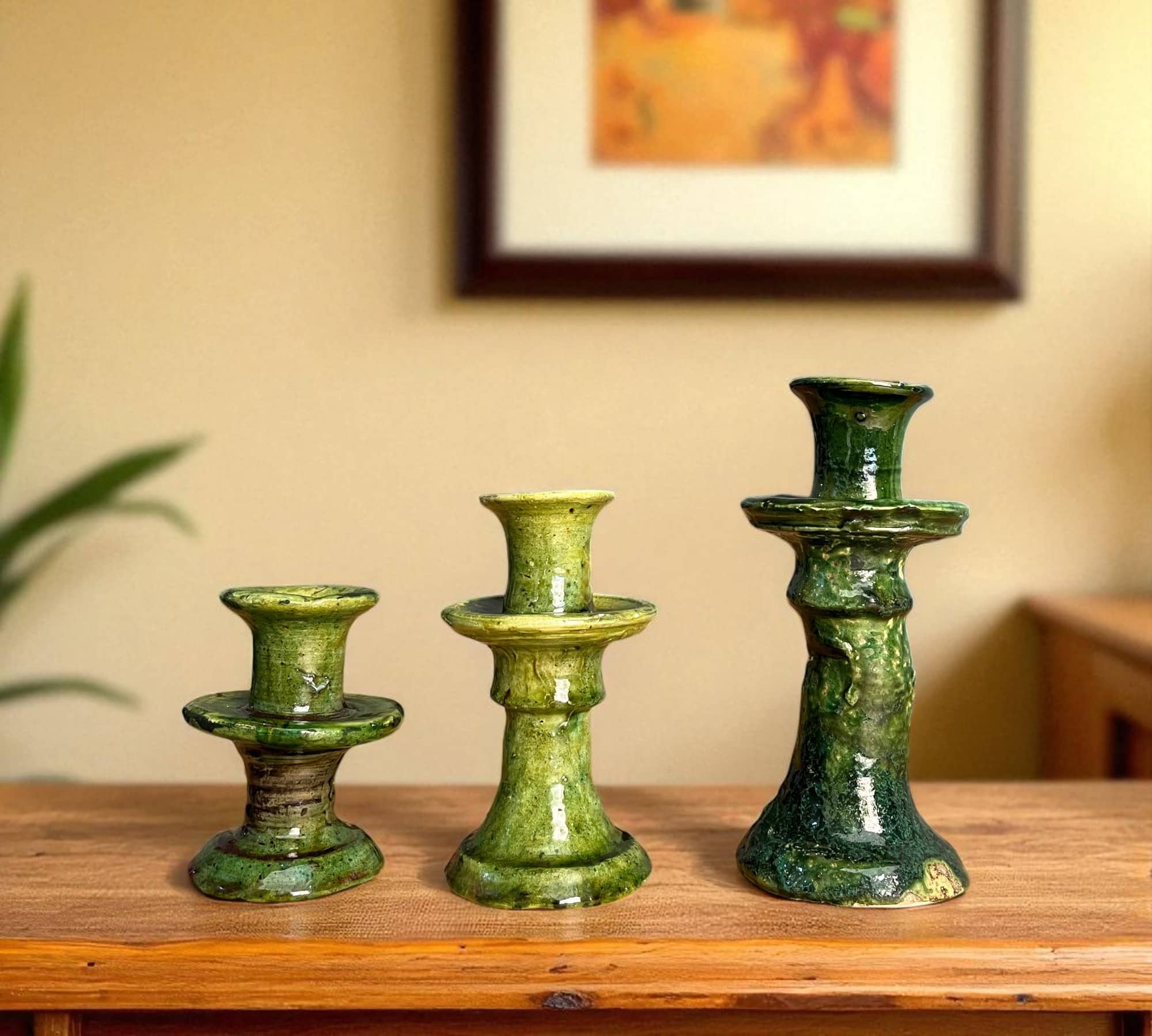 Wholesale Handmade Tamegroute Candleholder Set – Green