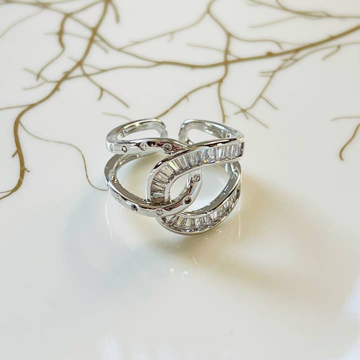 Loli - Wholesale Multi-Stone Ring - Bold Knot Sparkling Gemstone Adjustable Ring, Elegant Design2