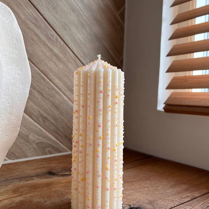 Classic with yellow and pink dots - Soy Blend Candle large for wholesale by studio M candles