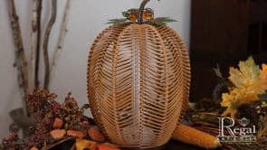 Natural LED Wicker Pumpkin Lantern - Tall for wholesale on Faire3