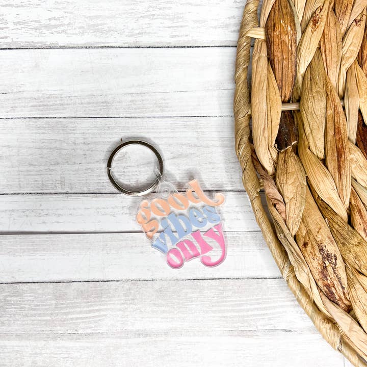 Good Vibes Only Keychain for wholesale by Olivia Jean Boutique