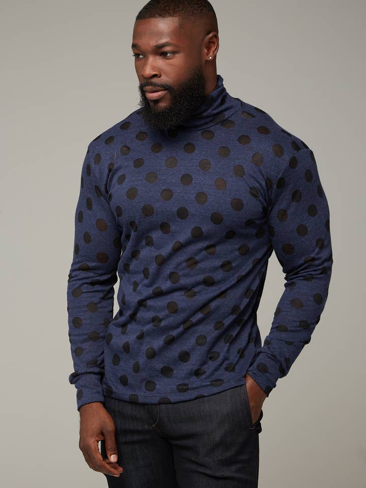 Blue dot turtleneck for wholesale by Lee Rickie Collection