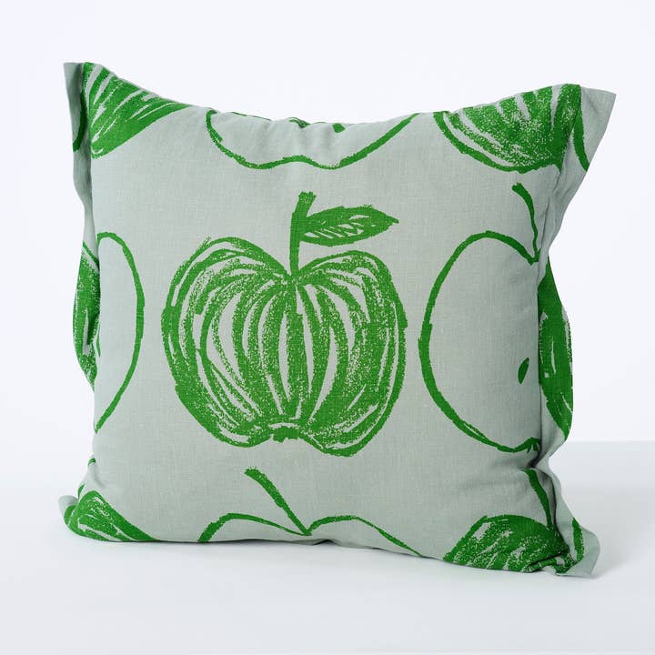 A is for Apple Cushion | Aquamarine for wholesale by Stoff Studios