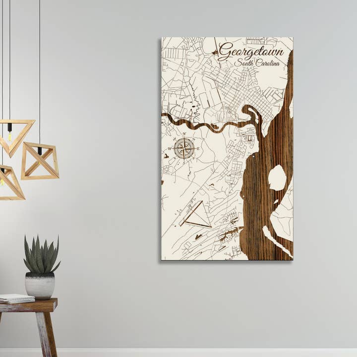 Caroline du Sud : carte des rues de Georgetown pour la vente par Fire & Pine