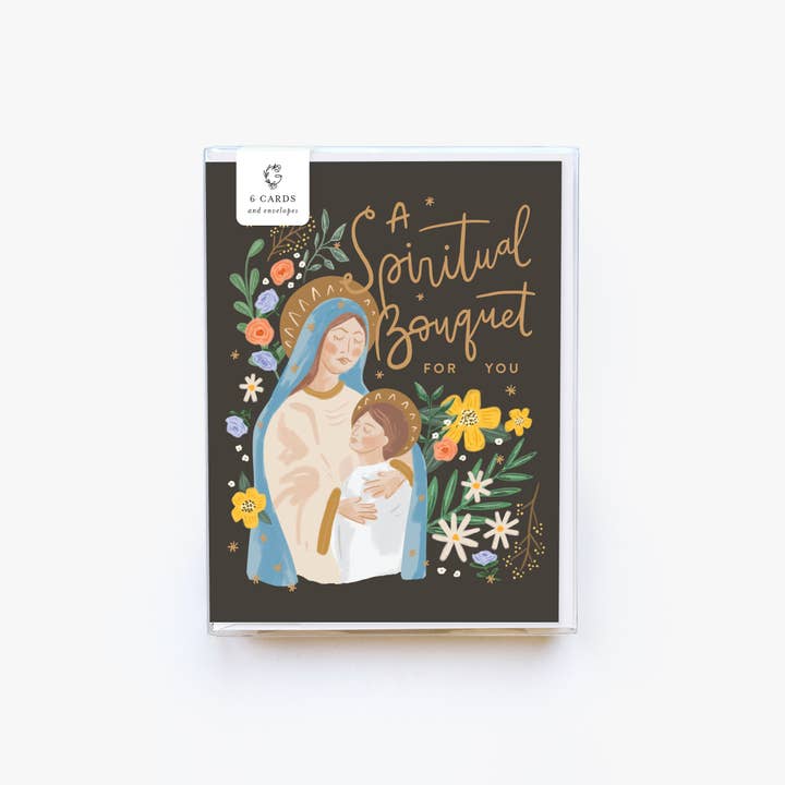 Carte de bouquet spirituel marial - Boîte de 6 pour la vente par Gratia Design Co.