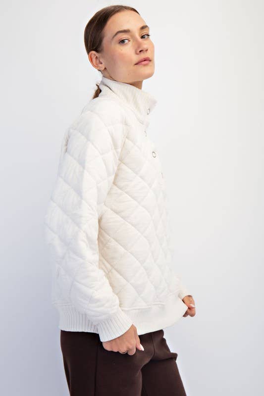 Sunday Morning - Venta al por mayor Sudadera - Mujer - T350037-Pulóver Acolchado de Manga Larga con Broches12