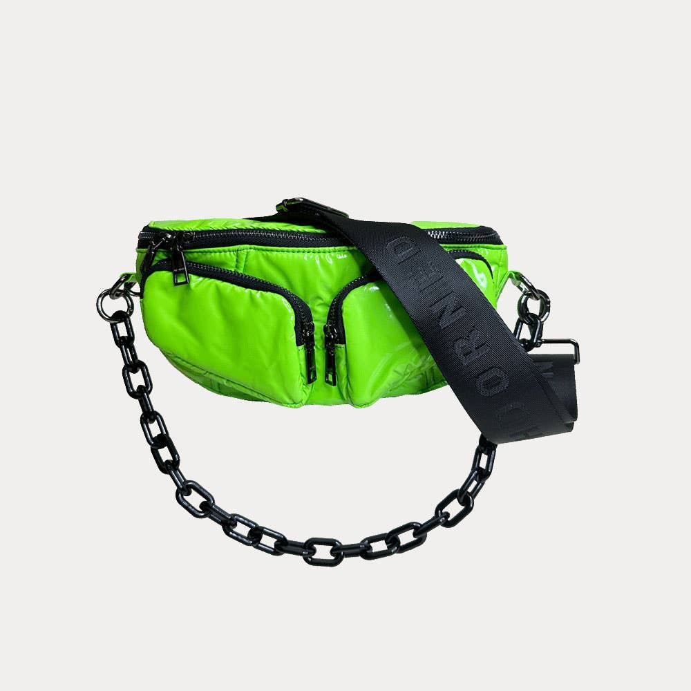 AHDORNED - Wholesale Belt Bag - Women's - Rachel Double Pocket Puffy Sling/Waist Bag w/Black Resin Cha12