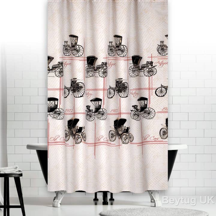 Antique Car Shower Curtain - 180cm wide x drop 200cm for wholesale by TROPIK HOME