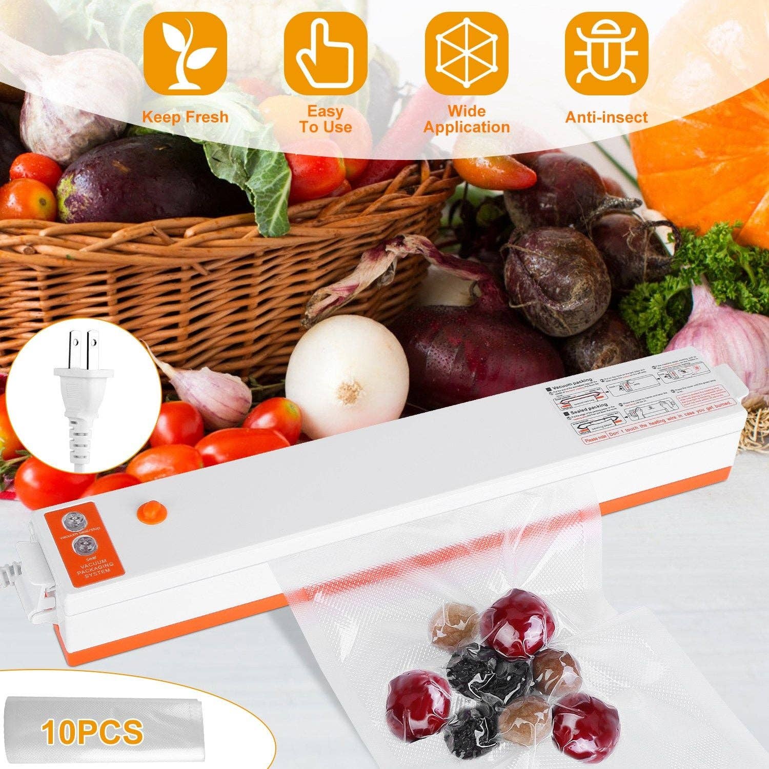 White Electric Vacuum Sealer Machine Household Automatic Food Vacuum Sealer Quick Sealing System Machine for wholesale on Faire1