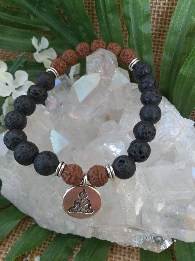 Rudraksha - Braccialetto elastico per aromaterapia, con ciondolo per la vendita all'ingrosso da parte di Nature's Retreat