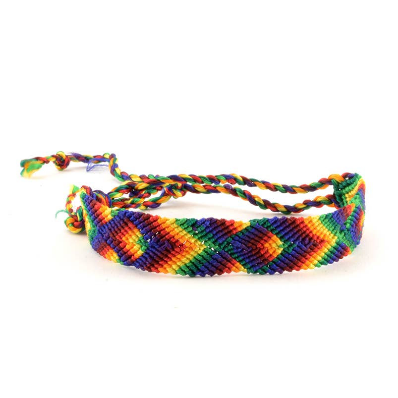 Lucia's Imports - Wholesale Woven/Braided Bracelet - Wide Silk Rainbow Friendship Bracelet1