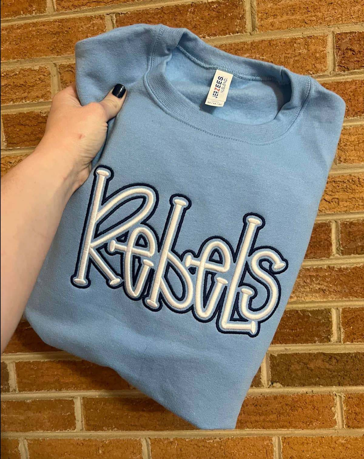 Southern Chic - Wholesale Sweatshirt - Women's - Custom Rebels Team Mascot Embroidered Puff Sweatshirt