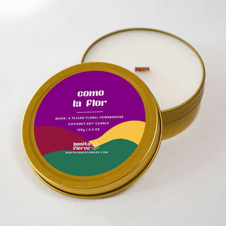 Bonita Fierce Candles - Wholesale Travel Candles - Como La Flor Candle Tin | Jasmine & Floral 0