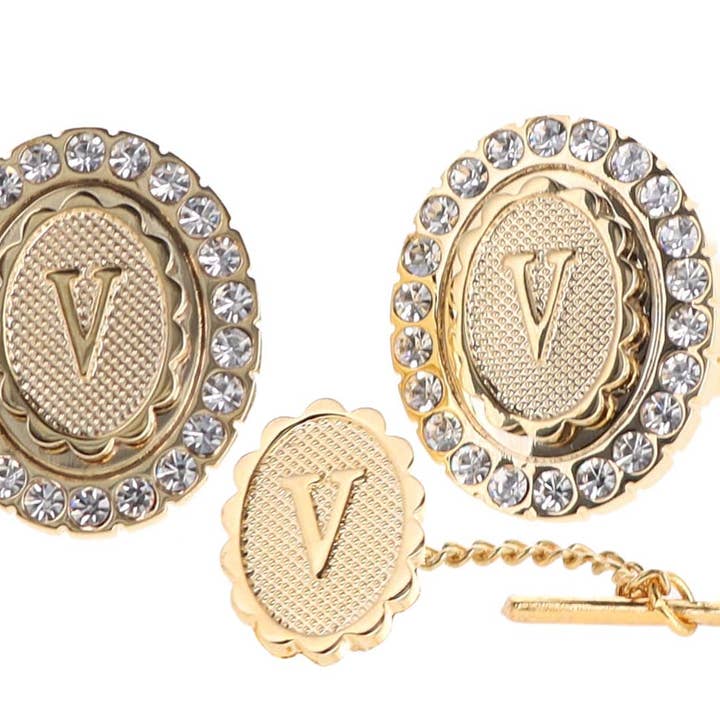 Dubal Brothers - Vendita all'ingrosso Gemelli - Gemelli e fermacravatte Vittorio Vico Bling iniziali: dalla A alla Z di Classy Cufflinks21