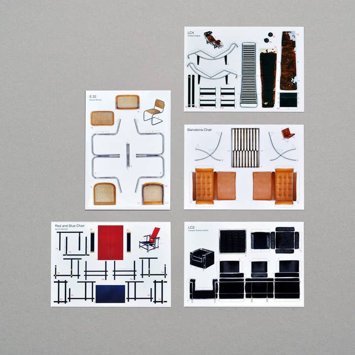 postkarten set 3 / classical furniture by le corbusier etc. for wholesale by kolor