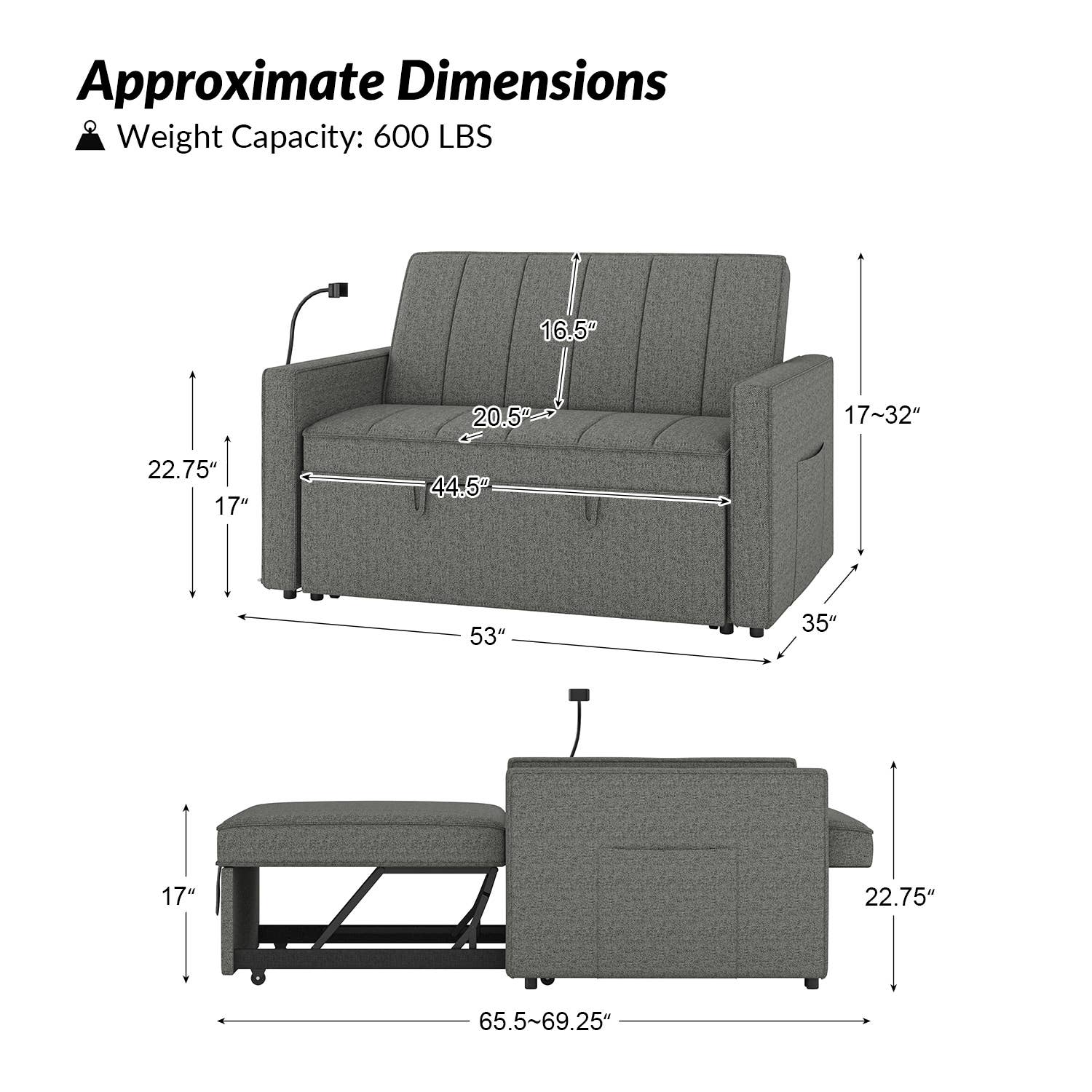 Karat Home - Wholesale Sofa - Duane Upholstered Sleeper Sofa4
