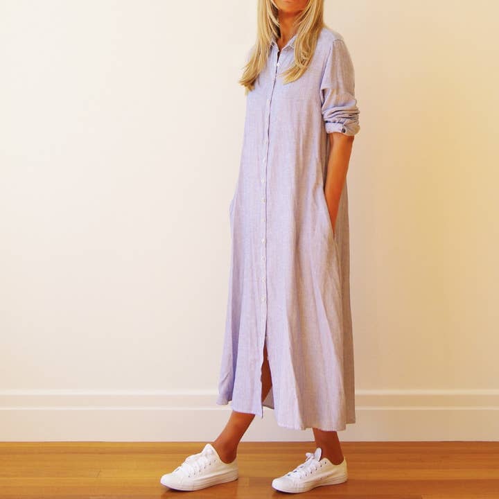 Lillie Yarn Dyed Fine Stripe Dress (Copy) for wholesale by Who's Charlie