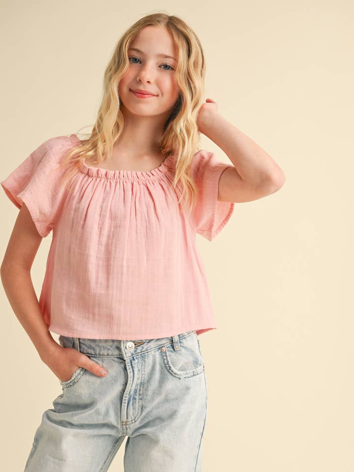 heart and arrow - Wholesale T-Shirt - Kids - TWEEN KIDS GIRLS PEASANT SHORT SLEEVE LOOSE FIT TOP (7-14)