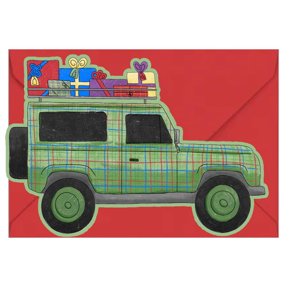 Neon Magpie – wholesale Christmas card – Land Rover Die Cut Christmas Card0