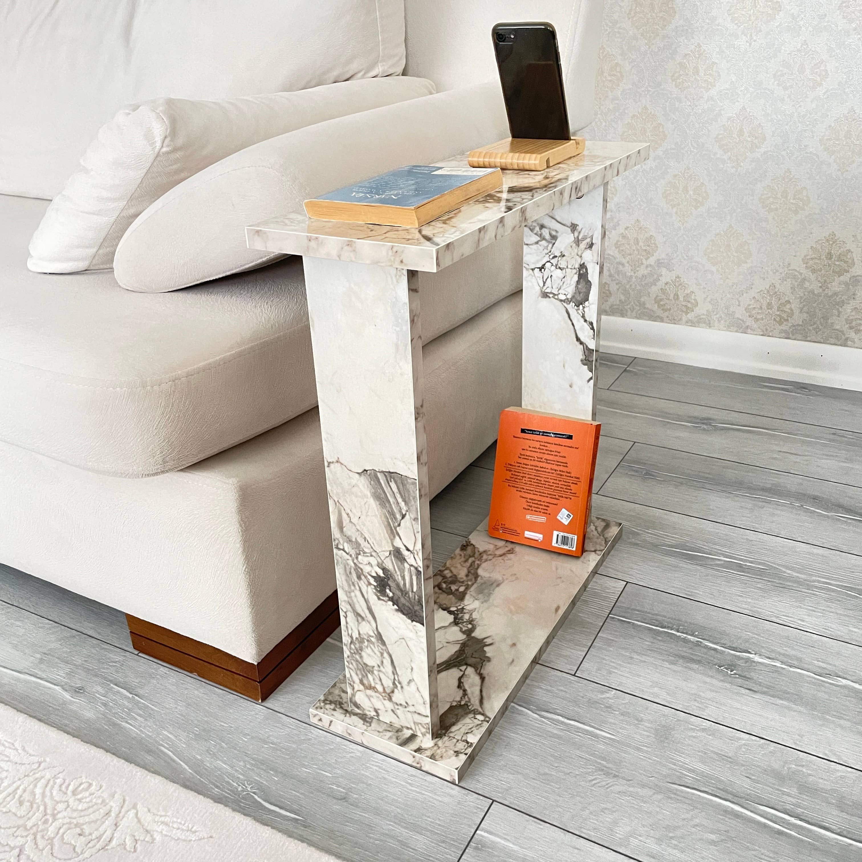 CosyDecorArt - Wholesale Side Table - Ultra Slim Reversible Side Table with Marble Pattern5